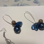 Women’s Lot Of 3 Silver Tone / Blue Dangle Costume Earrings Pierced Beaded Mix Photo 2