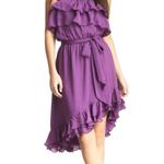 Haute Hippie  Silk Dress Womens Size Small Purple Ruffle Feminine Spring Party Photo 0