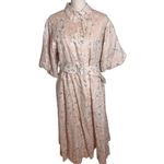 We Are Kindred Isobel Linen Button Down Belted Shirt Dress in blush floral 10 White Photo 1