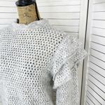 Anthropologie Broadway 38 Ruffle Shoulder Open Knit Sweater Gray XS Wool Blend Photo 5