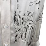 ZARA  Button Up Blouse XS Cream Embellishments Beading New Photo 9