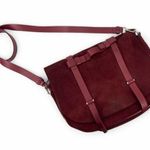 Lia Numa Burgundy Italy Leather Suede Flap Front Shoulder Crossbody Bag Purse Red Photo 0
