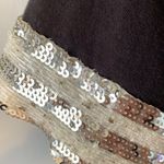 Tory Burch  Black Tee with Sequin Sleeve Size Small Photo 4