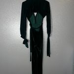 Women’s Green Velvet Ruched Long Sleeve Bodysuit Off Shoulder Party Clubwear Photo 2