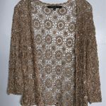 Carmen Marc Valvo Carmen Marc Vavlvo Tan 2Pc Crochet With Sparkly Beads Tank Top & Cardigan XL Photo 9