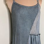 POL Shift Dress Womens Small Gray Acid Wash Tiered Ruffle Lace Artsy Boho Hippie Photo 2
