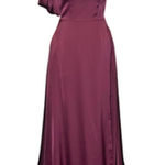 Morilee Madeline Gardner Bordeaux Satin One Shoulder Bridesmaid Dress Gown Sz 4 Red Photo 0