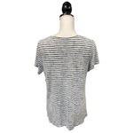 Aeropostale Striped Raw Edge V-Neck Loose Top Navy Blue Small Photo 3