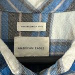 American Eagle  plaid womens large boyfriend fit blue plaid Photo 2