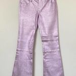 NWT RtA Kiki 100% Lambskin Leather Flare Cropped Pants In Purple Haze $1195 Size 25 Photo 2