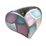 Southwestern Sterling Silver Multicolor Mother Of Pearl Heart Mosaic Ring size 9 Pink Photo 6