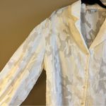 HYFVE ✨ Women’s Off White Floral Sheer Top Button Down Large Photo 3