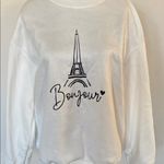 White Bonjour Eiffel Tower Sweater Size M Photo 1