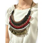 Women’s Chunky Tiered Braided Dangle Adjustable Chain Necklace Boho Navajo Weste Black Photo 3