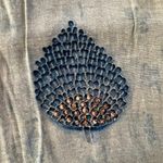 Women's 3/4 Sleeve Embellished Kurta Tunic Fits Up To Large Gray Blue Bead Boho Photo 4