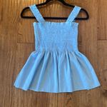 Blue smocked bust peplum babydoll tank large Photo 5