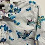 Talbots White Shirt with Blue and Green Butterfly Print Photo 2