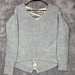 American Rag Cie Women’s Gray Lace Up Back Sweater Size S Acrylic Long Sleeve Photo 0