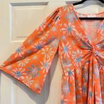 Pink Lily  Morning Mimosas Tiered Floral Mini Dress Orange Blue Pink Medium‎ Photo 3