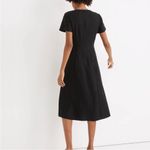 Madewell  Linen-blend button-wrap midi dress in Black Photo 1