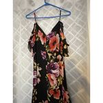 Lulus Womens Dark Floral Whimsigoth Midi Dress Large Fairy Grunge High Low Holiday Photo 7