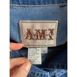 Vintage Denim Jean Jacket Shirt Medium Western Cowgirl Festival 70s Hippie Boho Blue Photo 1