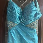 Light Blue Floor Length Prom/ Evening Gown With Jewels Size 8 Photo 1