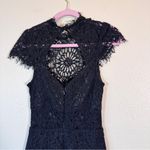 Bebe  Black Lace Sheath Mini Dress Womens XS Whimsigoth Formal LBD Fringe Classic Photo 9
