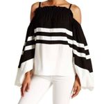 TOV Holy black & white off shoulder balloon sleeve blouse EU Sz 38 US Medium Photo 7