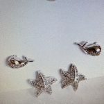 Antian Accessories™ Silver Starfish & Ocean Theme Earring Set (6 Pieces) Photo 4