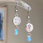 Handmade cat & fish teardrop dangle earrings 🐈🐟 Photo 1