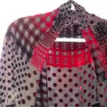 Chico's Vintage Burnout Velvet Shawl Silk Blend Red Black Fringe Wrap Cover Up Photo 2