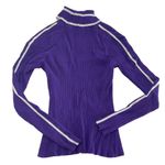 Milly  Sweater Womens P XX Small Purple Racer Stripe Turtleneck Ribbed‎ Knit Photo 3