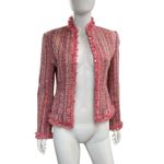 Chadwick's Womens Long Sleeves Ornate Blazer Coat Pink Woven Tweed Size 4 Photo 5