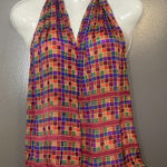 Liz Claiborne  Scarf Womens One Size Multicolor Plaid Oblong Long Silky Print Photo 0