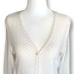 My Michelle Vintage  Cardigan Sweater Cropped Knit White Open Weave Lightweight Photo 3