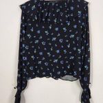 We Wore What Black Floral Cropped Blouse NWT Size Large Boho Floral Blouse Photo 5