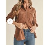 Chico's  Design Brown Long Country Western Cowgirl Boho Hippie Leave Print Shirt 2 Photo 4