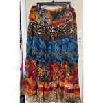 Units XL Tiered Skirt Colorful Patchwork Gypsy Long Flowy Festival Boho Midi Red Photo 3