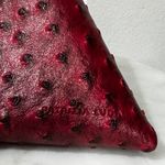 Patrizia Luca Red Ostrich Faux Leather Triangle Wristlet Clutch Handbag Purse Photo 4