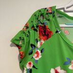 New York Laundry  L Bright Green Floral Braided Sleeve Lightweight Loose Fit Top. Photo 7