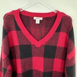 William Rast  sweater V neck pullover buffalo plaid red black large NEW Photo 1
