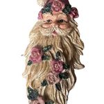 Vtg Huge Old World Santa Pink Roses Long Beard Christmas Women’s Brooch Jewelry Photo 2