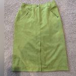 CLICK Kiwi Suede Front Slit Pencil Skirt Green Size 6 Photo 0