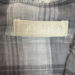 CP Shades  Shirt Womens Large Gray White Plaid‎ 100% Linen Boyfriend Button Up L Photo 7
