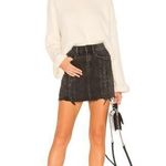 BLANK NYC Lace Up Front Denim Mini Skirt Black Size 25 Fray Raw Hem Photo 0