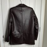 ZARA brown faux leather blazer jacket blogger favorite medium minimalist Photo 6