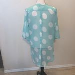 Cals  light blue with white polka dots sheer high low 1/2 button down blouse Photo 5