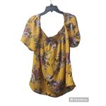 Blue Rain  Floral Off Shoulder Top Smocked Neckline Yellow‎ Blouse Size M Photo 1