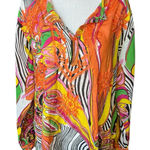 Baba Clothing Orange Multicolor long sleeve tunic top blouse boho India hippie Size L Photo 0